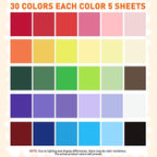 MAXECHO 12" X 12" Colored Cardstock Bulk 150 Sheets 30 Assorted Colors Construction Paper Card Stock Printer Paper for DIY Crafts, Kids School Supplies, Cricut, 180 GSM