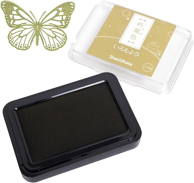IROMOYO Stamp PAD, Traditional Japanese Ink Colour, Oil-Based Ink pad - OCHER Green