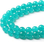 90PCS 8mm Natural Stone Beads Blue Amazonite Jade Stone Round Loose Beads for Jewelry Making DIY Bracelet Necklace 32" 2 Strands