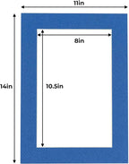 11x14 Mat for 8.5x11 Photo - Precut Royal Blue Picture Matboard for Frames 11 x 14 Inches - Bevel Cut to Display Art 8.5 x 11 Inches - Acid Free Pack of 10 MATS with Backing Boards & Clear Bags