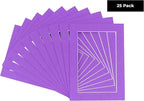 5.5x8.5 Mat for 8.5x11 Frame - Precut Mat Board Acid-Free Purple 5.5x8.5 Photo Matte for a 8.5x11 Picture Frame, Premium Matboard for Family Photos, Show Kits, Art, Picture Framing, Pack of 25 Mats