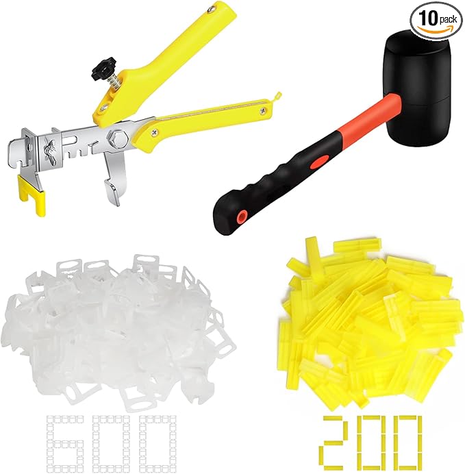 Storystore Tile Leveling System Tiles Leveler Spacers - 600-Piece Leveling Spacer Clips Plus 200-Piece Reusable Wedges-1/16 Inch Tile Spacers Lippage Free Tile and Stone Installation for PRO and DIY