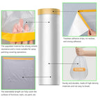 Pre-Taped Masking Film-22inx65ft Tape and Drape Painters Plastic Rolls, Plastic Painting Film for Automotive Painting Covering,Protective Drop Film for Furniture, Car, Floor (4rolls, 22in×65ft)