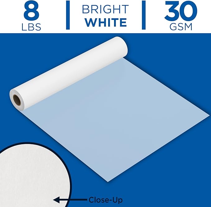 ALVIN 55W-B Lightweight Tracing Paper Roll, White, Suitable with Ink, Charcoal, Felt Tip Pen, for Sketching or Detailing - 14 Inches, 20 Yards, 1-inch Core