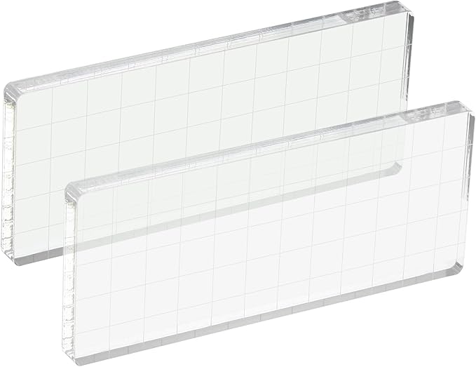 PATIKIL 5" x 2" Acrylic Stamp Block, 2 Pack Clear Stamping Block with Grid Lines Decorative Mounting Blocks Square for Scrapbooking DIY Crafts Card Making