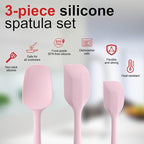 Silicone Spatula Set - Rubber Spatula - 600°F Heat Resistant Baking Spoon & Spatulas (Pink)