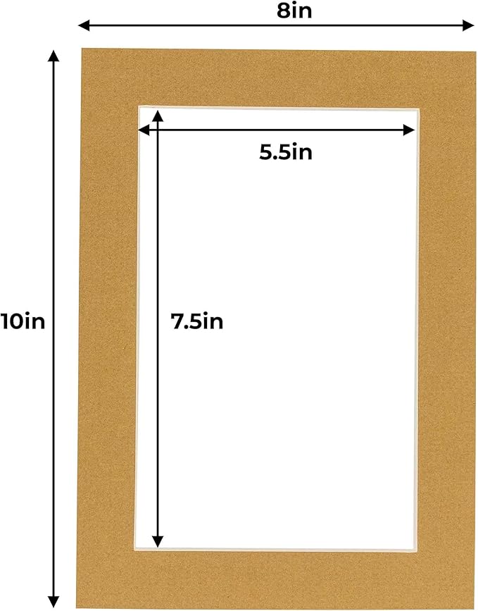 8x10 Mat for 6x8 Photo - Precut Rattan Beige Picture Matboard for Frames 8 x 10 Inches - Bevel Cut Matte to Display Art 6 x 8 Inches - Acid Free Pack of 10 MATS with Backing Boards & Clear Bags