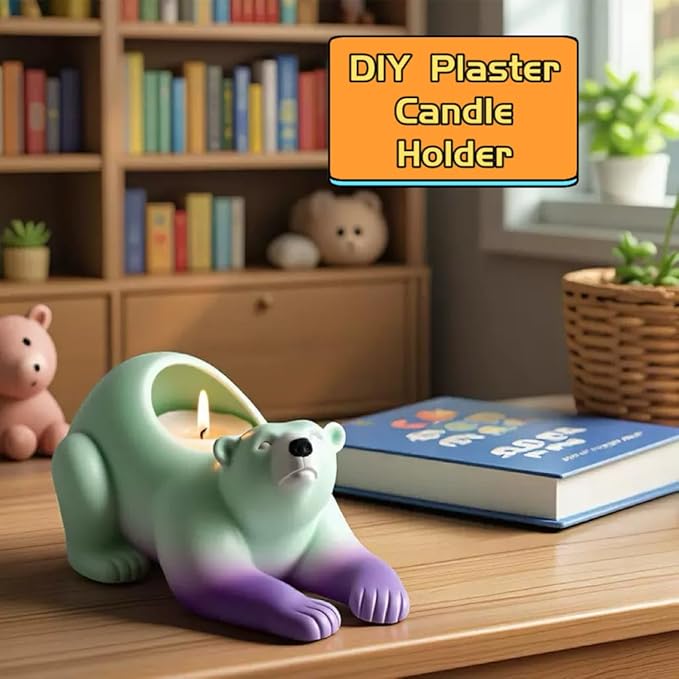 Animal Resin Molds Silicone 3D Cute Polar Bear Epoxy Resin Plaster Candle Holder Wax Molds for Candle Making, Art Crafts DIY Unique Display Home Decor