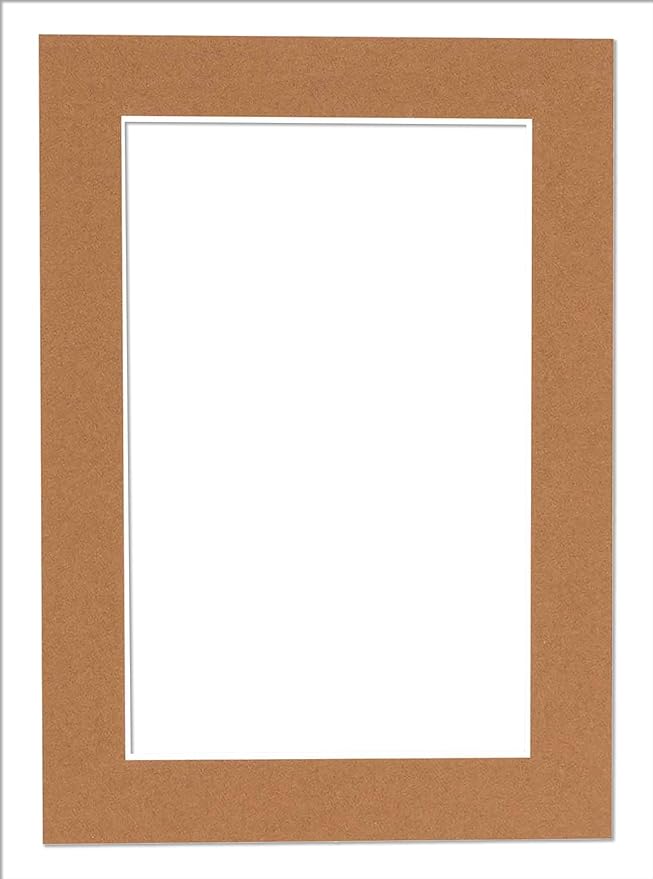 Pack of 25 Acid Free 8x10 Mats Bevel Cut for 6x8 Photos - Aged Oak Brown Precut Matboards For Pictures, Photos, Framing - 4-ply Thickness