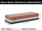 Klaus Meyer Premium Whetstone Knife Sharpening Stone 2 Side Grit 1000/3000 Waterstone- Whetstone Knife Sharpener- NonSlip Silicone Base