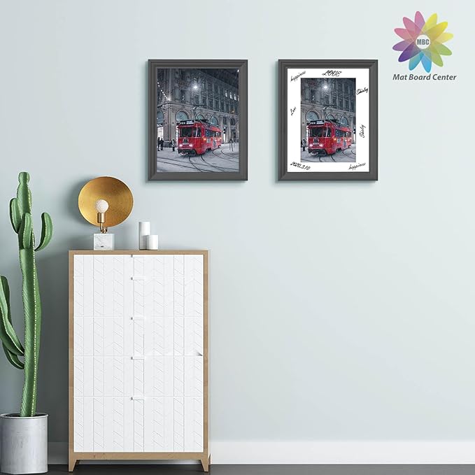 MBC Mat Board Center, 10 Pack 11X14 for 8X12 White Picture Mats Frame Mattes, Bevel Cut, Acid Free, 4-Ply Thickness
