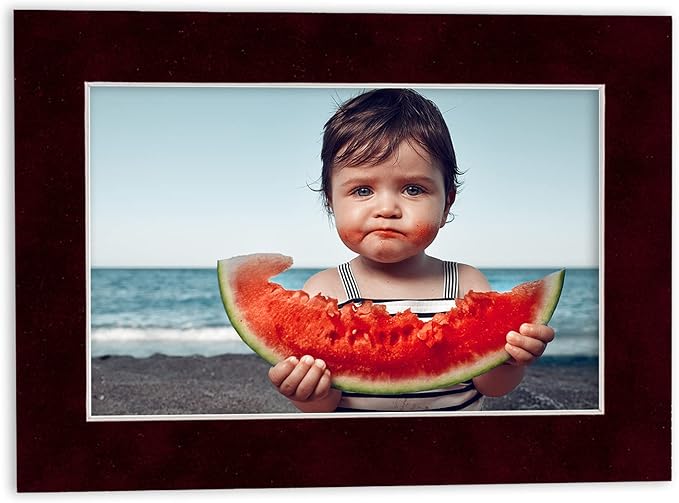 Pack of 25 Acid Free 8x10 Mats Bevel Cut for 5x8 Photos - Dark Red Suede Precut Matboards For Pictures, Photos, Framing - 4-ply Thickness