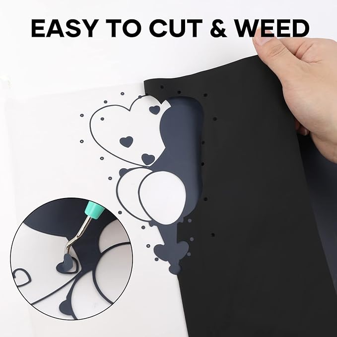 HTVRONT HTV Vinyl Rolls Black White and Red Heat Transfer Vinyl, 12" x 8 FT Black White and Red Iron on Vinyl for Shirt, Easy to Cut & Weed for Heat Vinyl Design