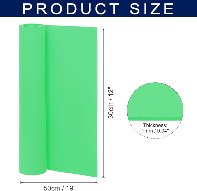 MECCANIXITY Foam Sheets Crafts 19x12 Inch 1mm EVA Craft Foam Paper Foam Sheets for Crafts Projects DIY Cosplay Modeling, Green
