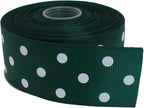 Polka Dot Grosgrain Ribbon 25 Yard Each Roll 100% Polyester (1/1-2", Dark Green)
