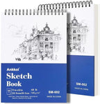 9" x 12" Sketch Book Set, Drawing Paper Pad (68lb/100gsm), 2-Pack Top Spiral Bound Sketch Pad, Double-Sided Hardcover Sketchbook, Art Notebooks Drawing for Kids, Beginners and Artists,100 Sheets Each.