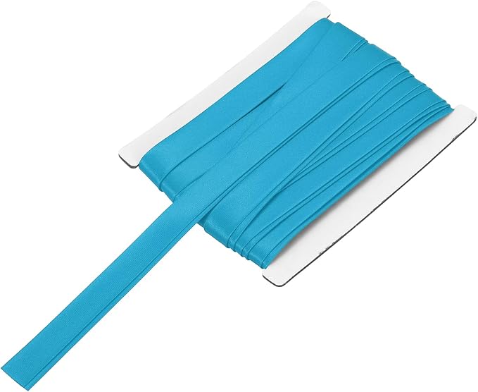 MECCANIXITY Double Fold Bias Tape for Sewing 5/8 Inch x 6 Yards Satin Pre-fold Continuous Binding Tape for Seaming Quilting Hemming Binding DIY Crafts, Blue