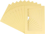 6x8 Mat for 8x10 Frame - Precut Mat Board Acid-Free Show Kit with Backing Board, and Clear Bags Soft Yellow 6x8 Photo Matte Made to Fit a 8x10 Picture Frame Matboard for Framing, Pack of 100 Mats