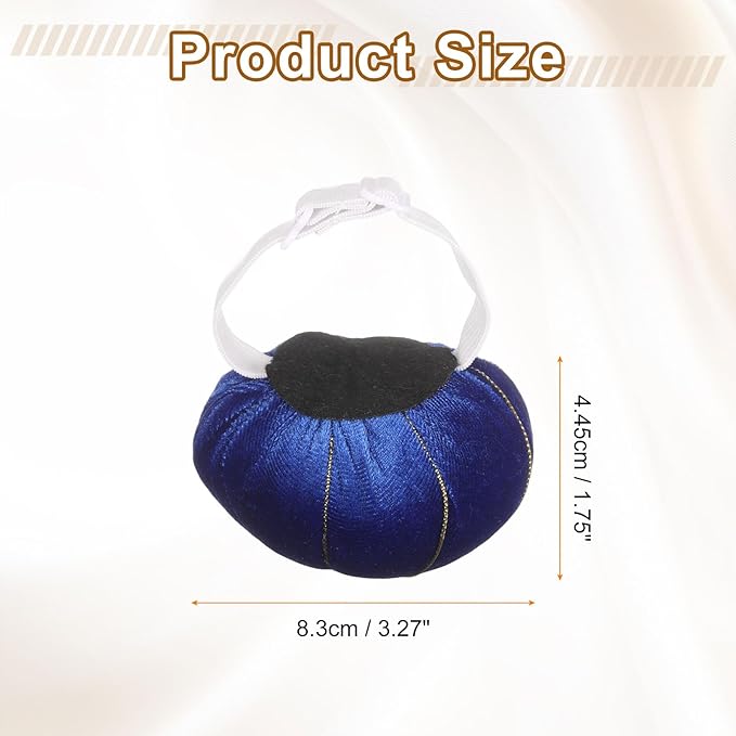 HARFINGTON Wrist Pin Cushion Wristband Sewing Pincushion Polyester Pin Holder Wearable Pumpkin Shaped Needles Wristband with 100 Head Needles for Sewing Quilting DIY Crafts, Blue