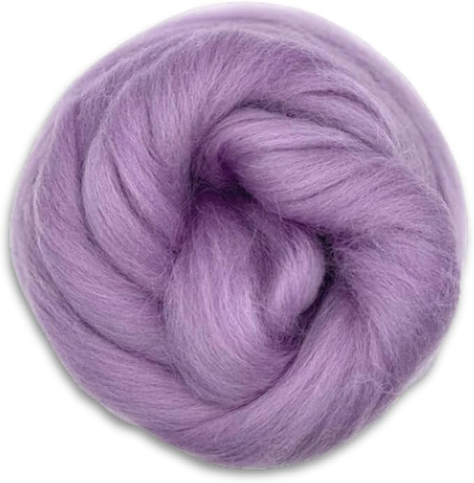 Revolution Fibers Dyed Corriedale Wool | 8.2 Ounces of Premium Combed Wool Top | 26 Micron, 100% Pure Corriedale Wool Roving, Ethically Sourced (Lavender Purple)