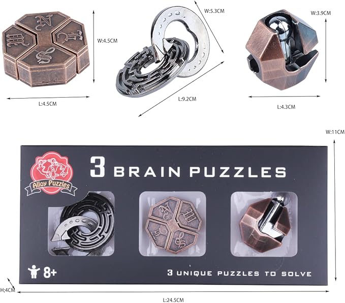 Brain Teaser Puzzle for Adults Puzzles Metal Hole Lock Adult Educational Toy Games for Adults Teens Educational Toy Gift (Bronze)