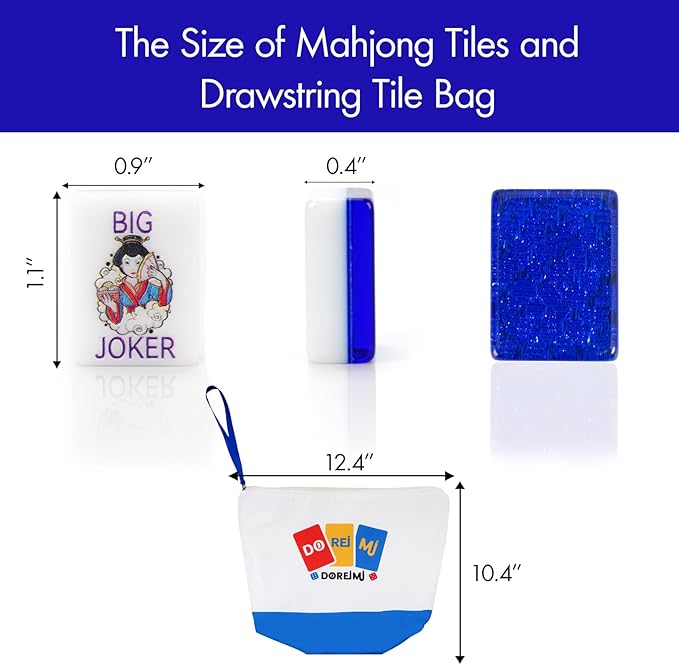 Original Design American Mahjong Tile Set with 160 Acrylic Blue Back Tiles, Upgraded American Style Mahjong Game with Portable Bag and 4 Dices, Classic Board Games for Family Night