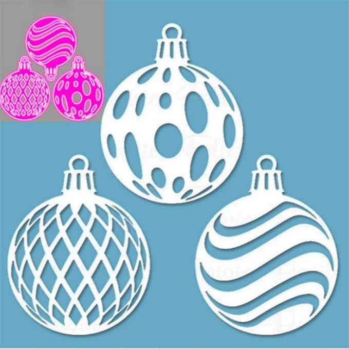 Mvchifay Cutting Dies for Card Making Metal Die-Cuts Scrapbooking Tool Hollow Frame DIY Craft Punch Template Embossing for Paper Album Decor(3 Christmas Balls-12x12cm)