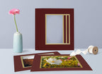 Golden State Art, 11x14 Double Mats for 8x10 - for Photos, Pictures, Frames - Acid-Free, 5 Pack, Maroon Over Old Gold