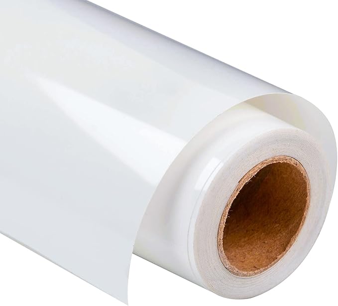 VINYL FROG Heat Transfer Vinyl Roll HTV Vinyl - 12" x12ft White Iron on Vinyl for T-Shirts, Heat Press Vinyl for DIY Craft Designs (White)