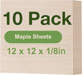 10 Pack Maple Plywood Sheets, 12 x 12 x 1/8 Inch, 3mm Plywood for Laser Cutting, Thin Unfinished Wood Sheets for Architectural Models, Wood Burning and DIY Wood Crafts