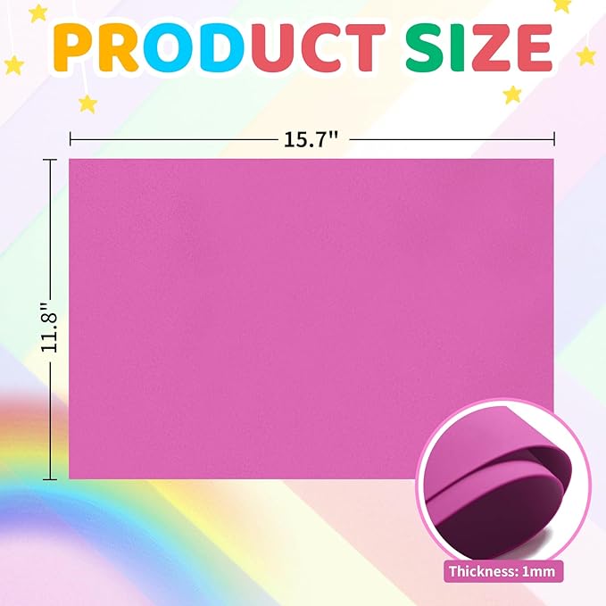 20 PCS EVA Foam Sheets DIY Handcraft Materials 1mm Thick 15.7 x 11.8 Inches Magenta EVA Foam Papers for Arts and Crafts