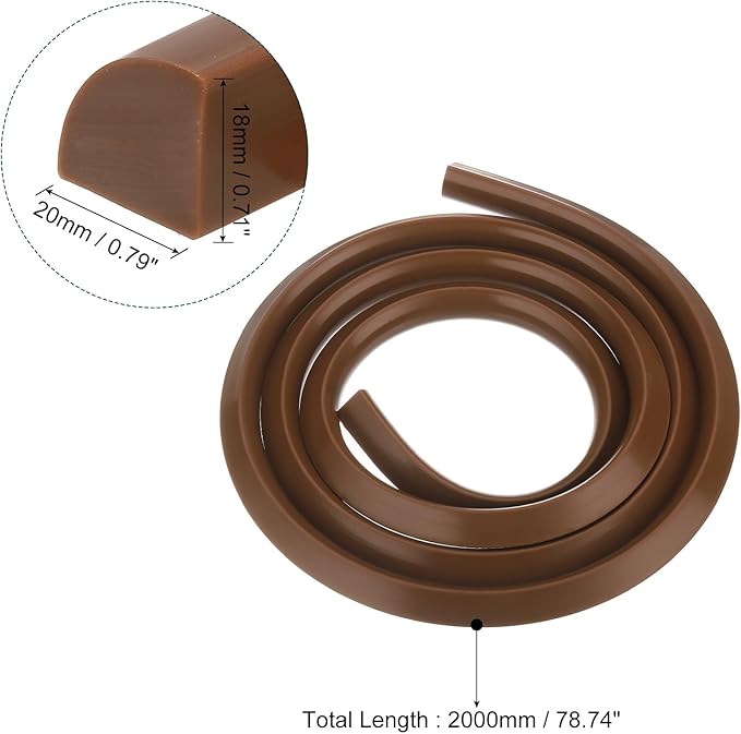 uxcell Flexible Molding Trim, 79 Inch Flexible Quarter Round Molding Silicone Peel and Stick Trim Self Adhesive Shower Water Barrier for Corner Decor Bathroom Kitchen, Brown