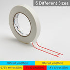 MEEDEN 5 Packs White Artist Tape, 0.2" 0.5" 0.75" 1.0" 1.4" x 60 Yard, Multi-Sized Masking Art Tape, Acid-Free Painters Tape for Painting Drafting Framing, General Purpose for Craft, Office, School