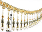 3yards Beading Fringe Trimming Long Beads Tassel Curtain Trim Ribbon Trim for Cover Edge Decorative (Gold)
