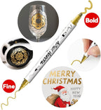 TRANSON 3 Gold, 3 Silver, 1 Black and 1 White Paint Markers Bold and Fine Dual-tip Acrylic Paint Marker Set for Rock Painting Glass Canvas Wood Leather Ceramic Painting
