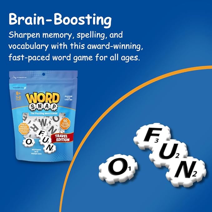Word Strategy Game Travel Edition, Word Puzzle for Adults, Family, and Kids, Fun Game for Ages 8+, Travel Size, 1-2 Players