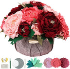 BAZIMA DIY Felt Flower Art Craft Kit, DIY Felt Peony Pot Bonsai Kit,18 Peonies,Floral Gifts