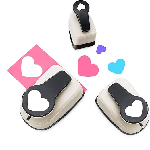Heart Hole Punch, Paper Punches, HeartPunches for Paper Crafts, Heart Puncher, Hole PuncherHeart, Shaped Hole Punch, 1 inchHeart Paper Punch, 5/8 inch HeartHolePuncher, 3/8 inch Hole Punches Set