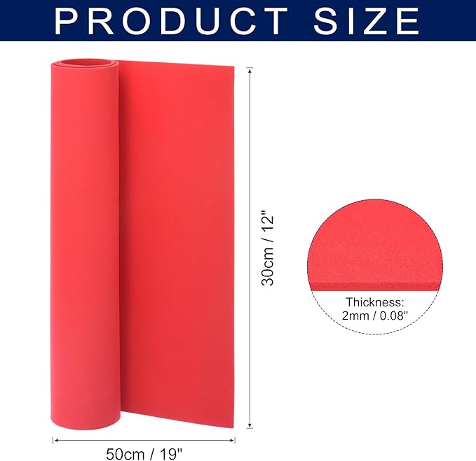 MECCANIXITY Foam Sheets Crafts 19x12 Inch 2mm EVA Craft Foam Paper Foam Sheets for Crafts Projects DIY Cosplay Modeling, Dark Red