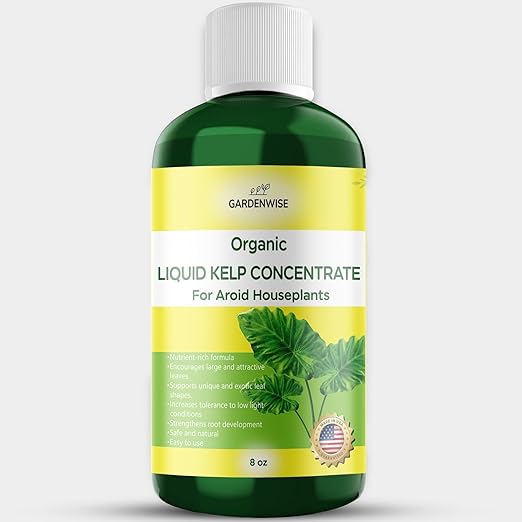 Organic Premium Seaweed Fertilizer - Liquid Kelp Plant Food for Aroid Houseplants: Monstera, Philodendron, Pothos, ZZ Plant, Dieffenbachia, Alocasia, Caladium (8 OZ)