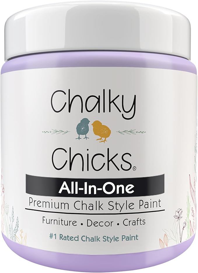 Chalky Chicks All-in-One Chalk Paint for Furniture or Cabinet - 8Fl Oz-Matte Finish Sweet Lilac (Light Purple) for Metal, Wood Furniture Paint - No Sanding All-in-One for Home Decor & Crafts, USA Made