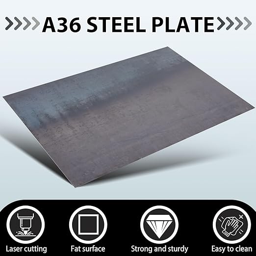 Hicarer 24 x 36 Inch A36 Carbon Steel Sheet 0.08" Thickness Length 14 Gauge Hot Rolled Steel Plate for Automotive Sheet Metal, Furniture or Industrial, Unpolished (Mill) Finish