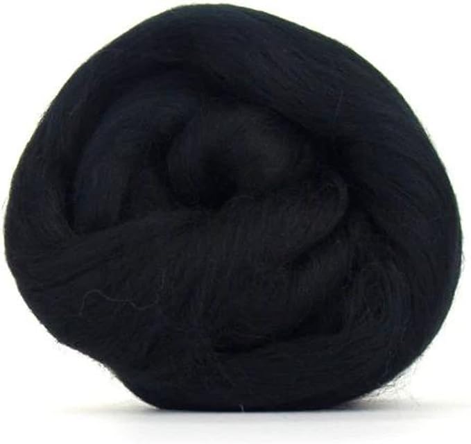Revolution Fibers Merino Wool Roving | Premium Combed Wool Top | 22 Micron, Perfect for Felting Projects, Spinning, Wall Hangings and Tapestry (Raven)