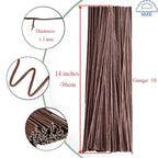 HAHIYO 18Gauge Brown Paper-Wrapped Metal Floral Wire 14 Inches(36cm), 70 Pack Flexible Paddle Wires Florist Wire Garden Wires for Craft Christmas Wreath Flower Arrangement Bouquet Wrapping Wedding DIY