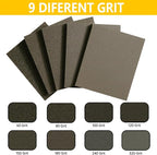 16PCS 320 Grits Sanding Sponge Fine Coarse Sanding Block, Washable and Reusable Wet Dry Sandpaper Sponge， Sander Sponges for Wood Drywall Metal Wood