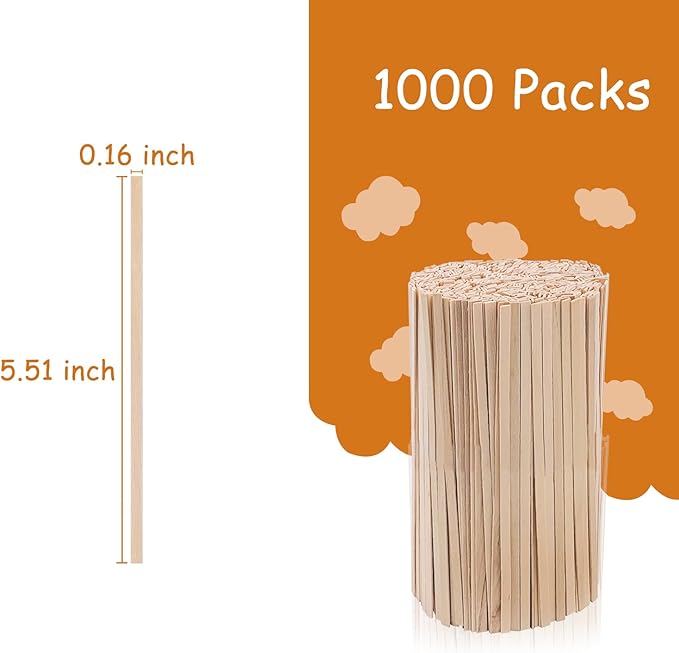 Wooden Coffee Stirrers, 1000 Disposable 5.5" Stir Sticks, for Coffee & Cocktails, Swizzle Drink Sticks, Coffee Bar Accessories