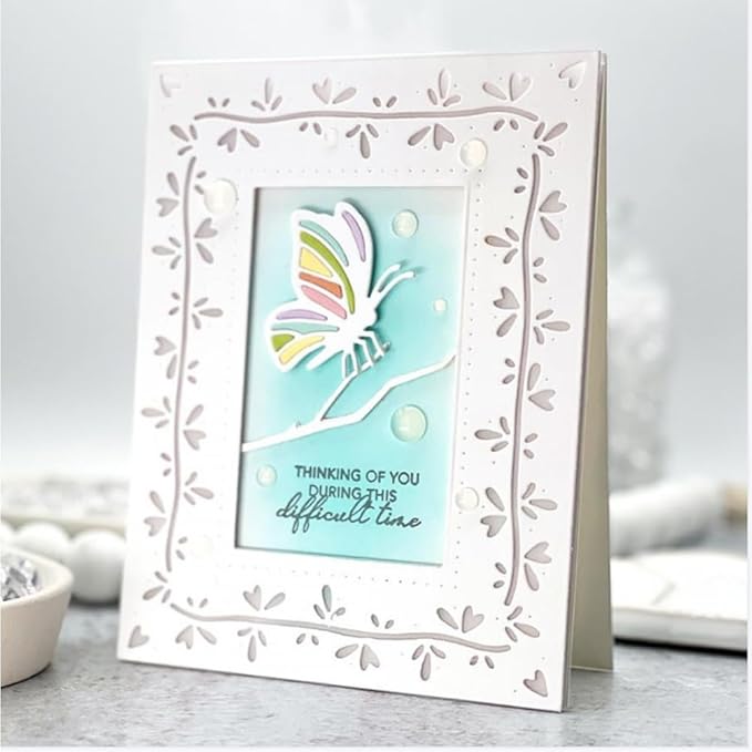 Mvchifay Cutting Dies for Card Making Metal Die-Cuts Scrapbooking Tool Hollow Frame DIY Craft Punch Template Embossing for Paper Album Decor (Love-line Frame-13.8x10.5cm)