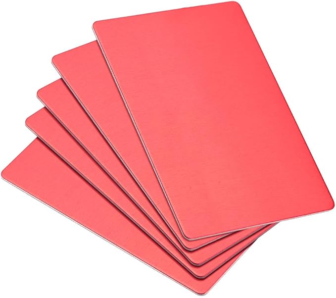 uxcell Blank Metal Card 80x50x1mm Anodized Aluminum Plate for DIY Laser Printing Engraving Red 5 Pcs