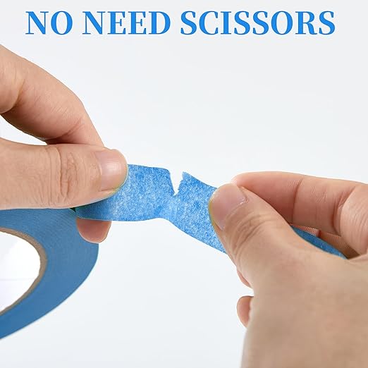 Premium Blue Masking Tape,Painters Tape,Blue Painters Tape for Automotive,DIY Paper Arts & Crafts, Spraying Drywall Paint, No Residue & Easy to Clean Up,6pcs 0.7inches X 54 Yd Painter's Tape