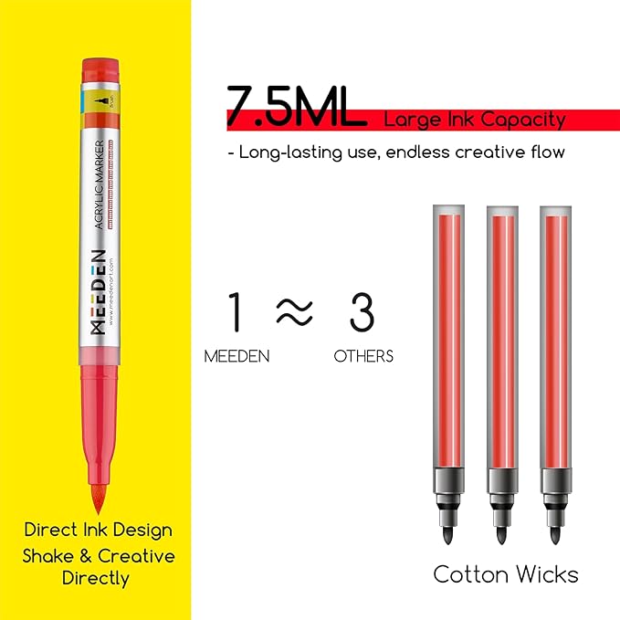 MEEDEN Acrylic Paint Pens Marker: 24 Colors Brush Tip Acrylic Markers with Automatic Ink Control System - Water-Based Quick Drying Acrylic Paint Pens for Coloring Drawing DIY Crafts Art Supplies